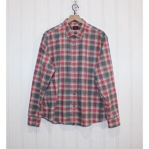 UNTUCKit Jadot Plaid Button Down Shirt Mens XL Red Gray Long Sleeve Casual